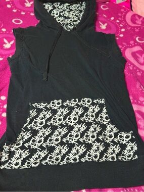 My Chemical Romance Black Logo Print Sleeveless Hoodie Small